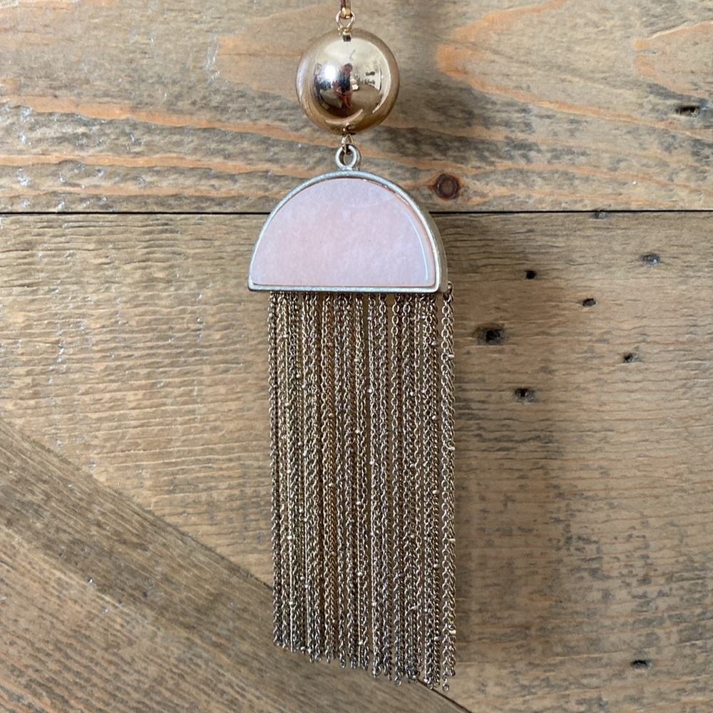 Madewell Pink Stone Tassel Necklace
